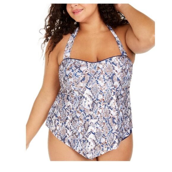 Becca Plus Size Animal Kingdom Printed Tankini TOP - Picture 1 of 8